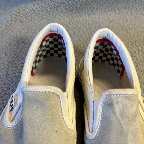 Vans Slip-On Skate Shoe Mens 10 Beige Suede Canvas Sneakers 500714 NO INSOLES - Picture 5 of 8